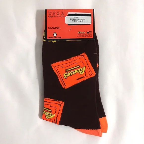 Odd Sox "Trick or Treat" Reese's Peanut Butter Cup Crew Socks NWT Sizes 8-12 - Picture 3 of 4